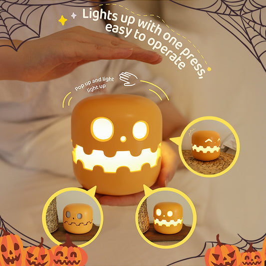 Lámpara de calabaza para mesita de noche. Divertida decoración de Halloween. Luz ambiental para dormitorios y salones. Decoración infantil. Regalo de cumpleaños. Decoraciones de Halloween.